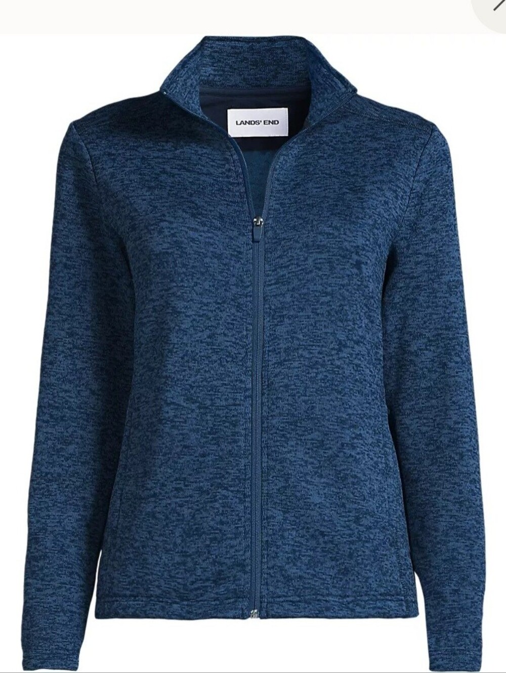 Lands' End Women's Heathered Navy Full-Zip Jacket
